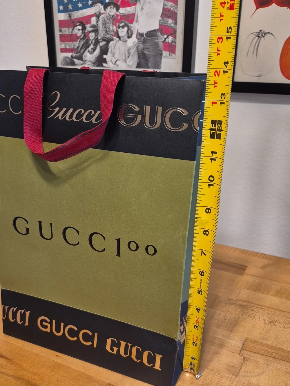Gucci Green Black Gold & Red Paper Gift Bag